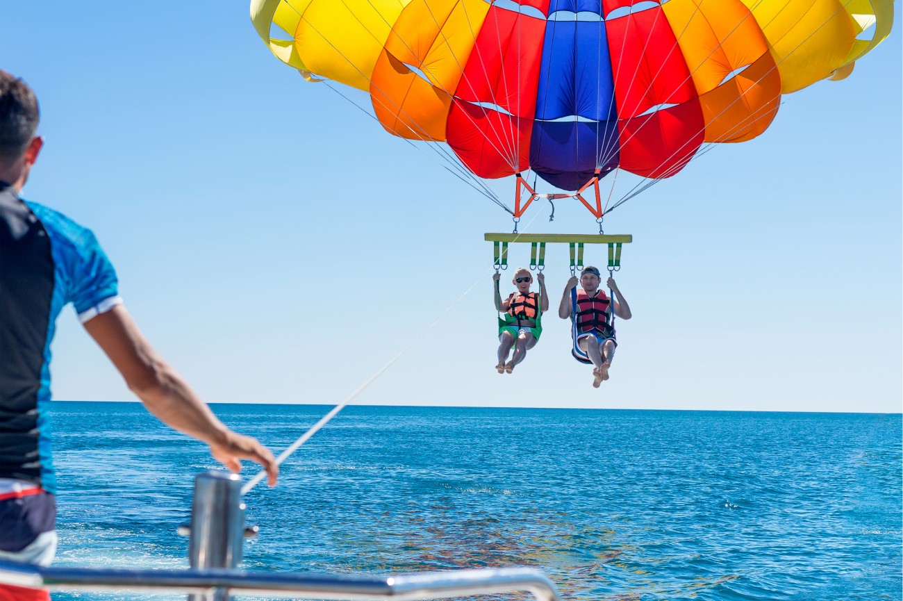 Parasailing in Barcelona, Spain