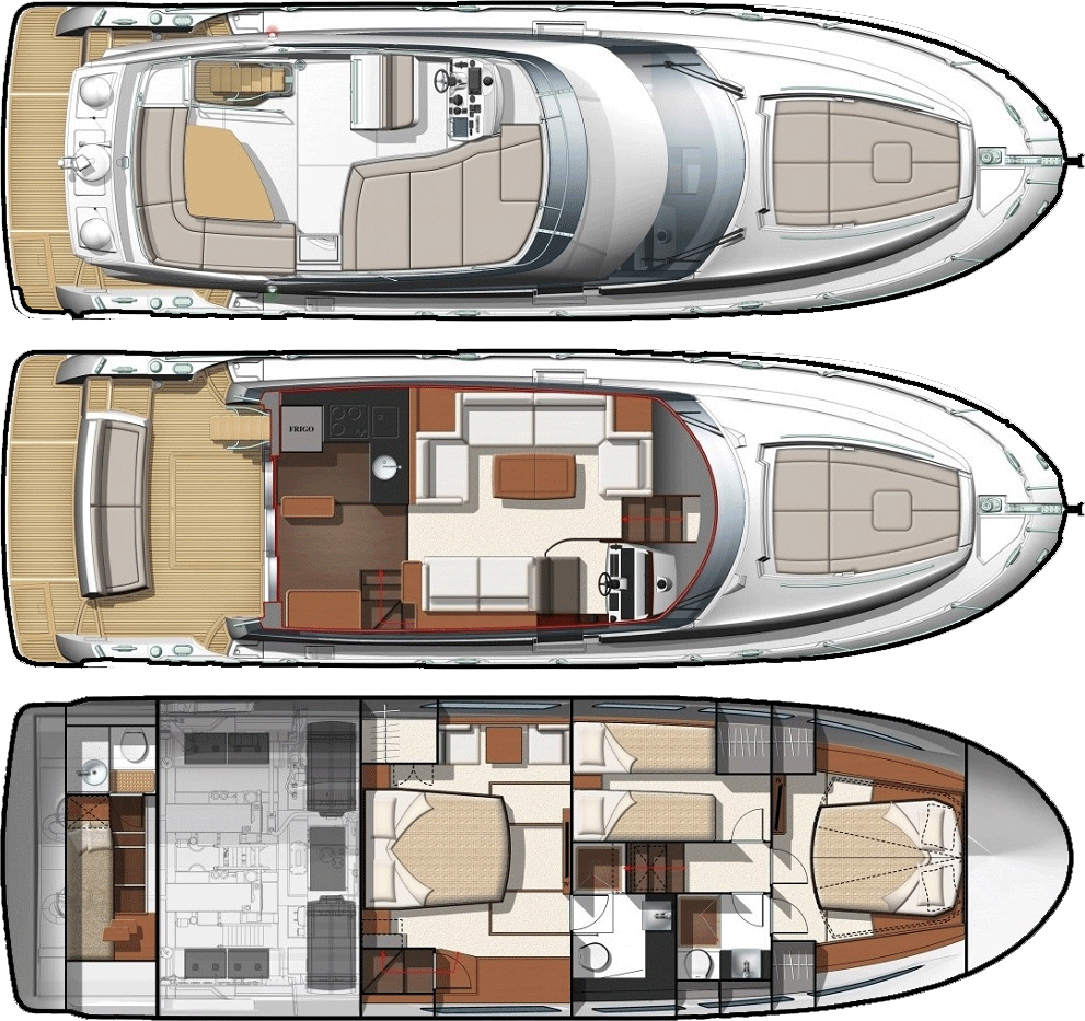 Jeanneau Prestige 500 S, Plano do Barco